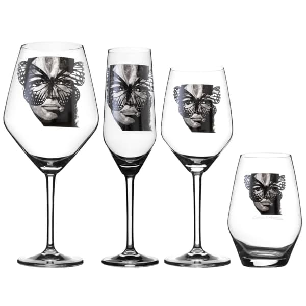 Golden Butterfly Champagne Glass 30cl, Black/White - Carolina Gynning