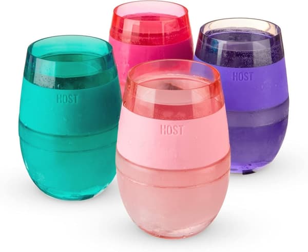 HOST Freeze Cooling Cup, Double Wall Insulated Freezer Chilling Tumbler with Gel, 8.5 oz (250ml), Set of 4, Assorted Translucent Colours