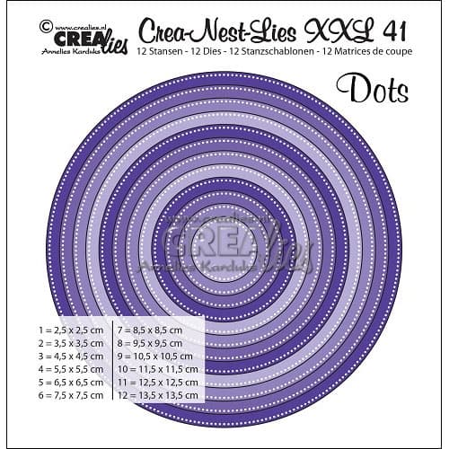 Dies XXL Crealies - Circles with dots - 12 delar