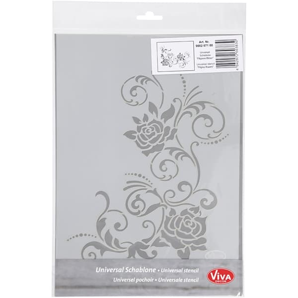 Schablon Viva Decor - Blommor och Swirl - A4