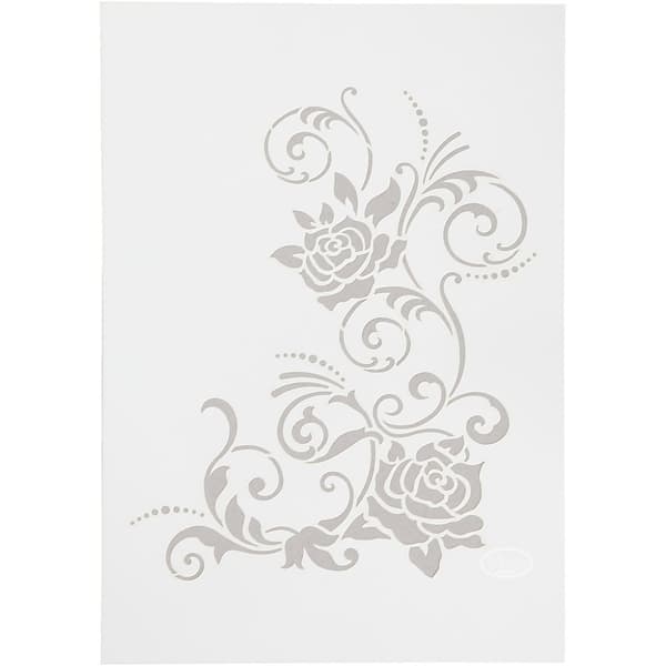 Schablon Viva Decor - Blommor och Swirl - A4