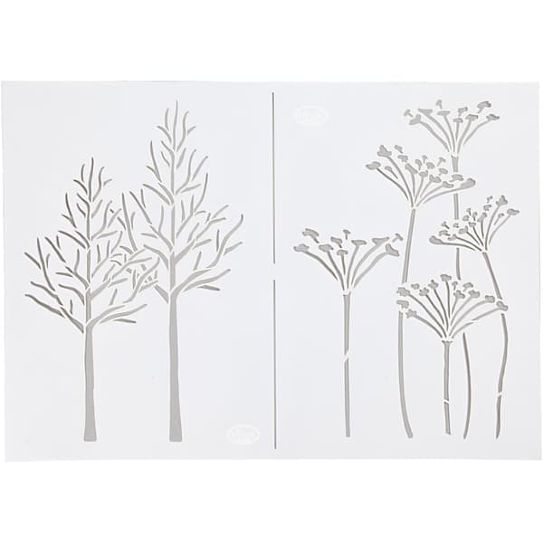 Schablon Viva Decor - Träd och blommor - A4