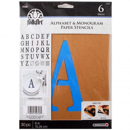 Monogram Papier Stencil FolkArt - Serif Font Letters - 15,2 cm