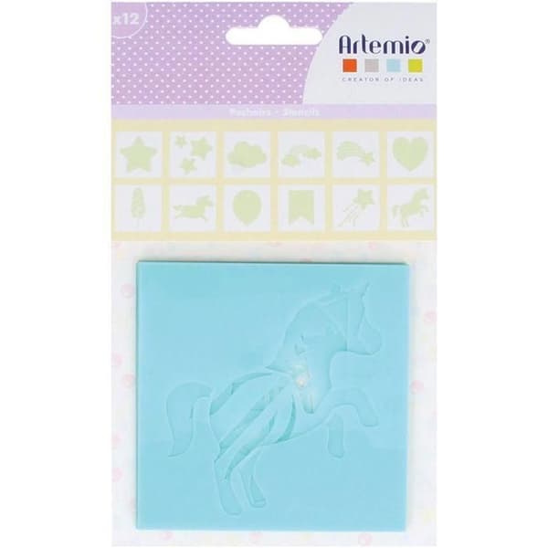 Set med mallar - Artemio - 12 mallar - 9x9 cm - Hård plast - För barn