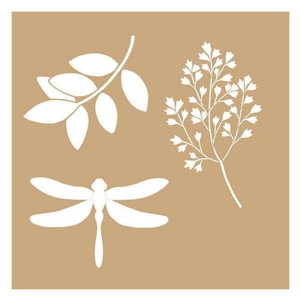 2 Kraftstenciler Ginkgo biloba och natur 20 x 20 cm