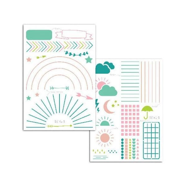 Bullet Journal Agenda Trackers Stencil - TOGA - Återanvändbar plast - Flerfärgad