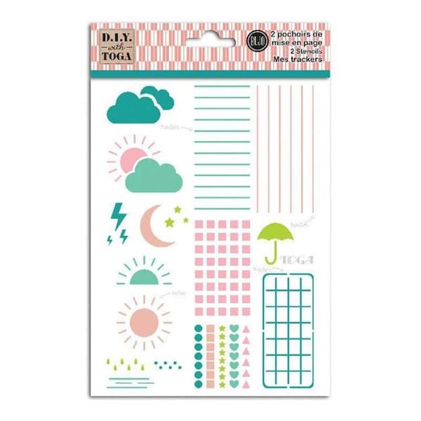 Bullet Journal Agenda Trackers Stencil - TOGA - Återanvändbar plast - Flerfärgad