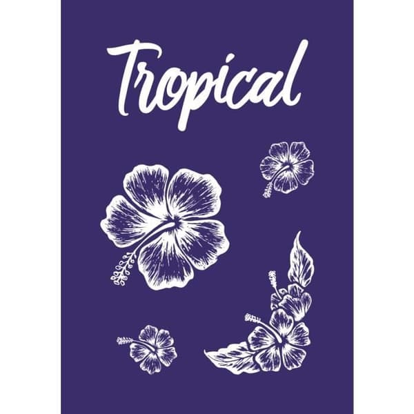 A5 självhäftande stencil - Rayher - Hibiscus - Spatel ingår - Mjuk plast - Blandat