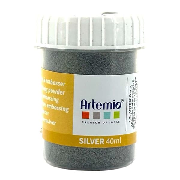 Reliefpulver - ARTEMIO - Silver - 40ml - Perfekt för scrapbooking och heminredning