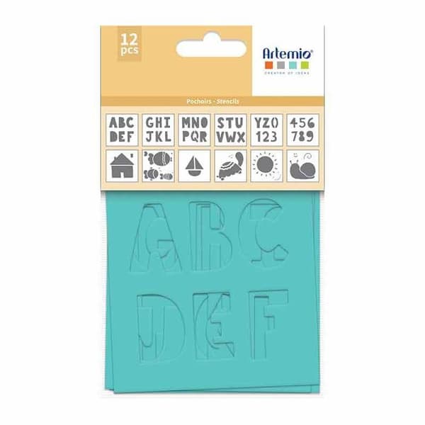 Set med 12 stenciler 9 x 9 cm - Vackra barnrim