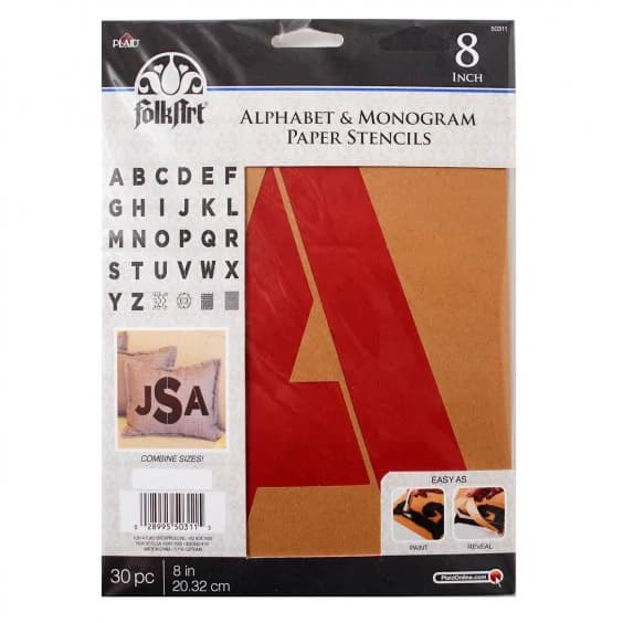 Monogram Papier Stencil FolkArt - Bold Font Letters - 20,3 cm