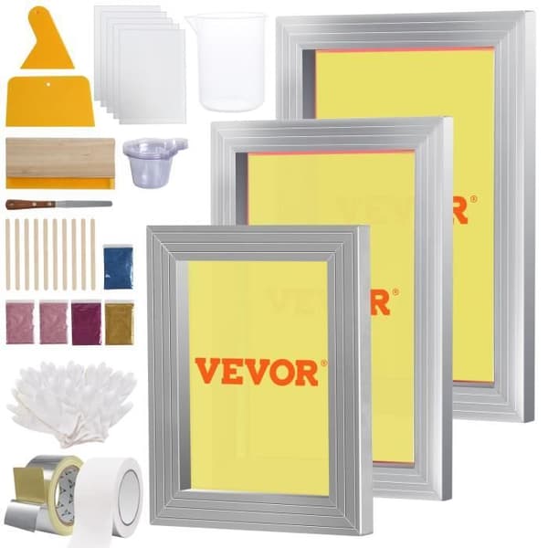 Set med 3 screentryckramar - VEVOR - Komplett 110 mesh screentryckssats i aluminium