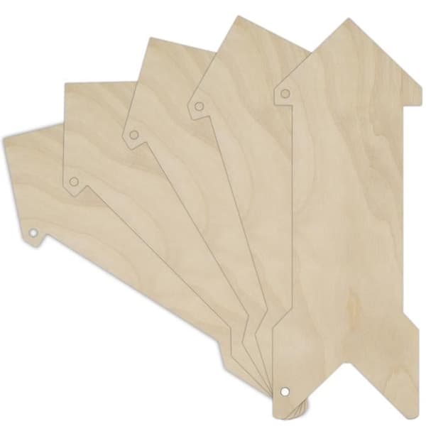 Set med 5 pilformade hängen - Creative Deco - 30x11cm - Omålad plywood