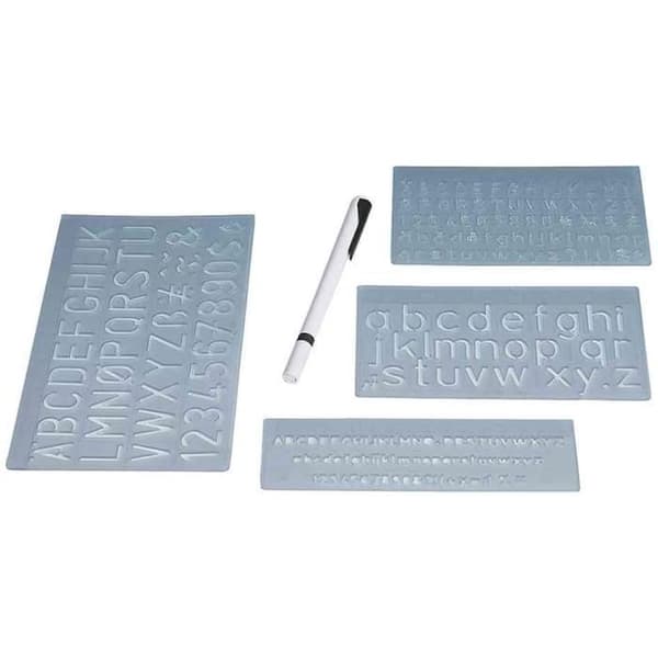 Kit spårbokstäver - WEDO - Höjd 5 mm - Transparent - 4 delar - Plastetikett
