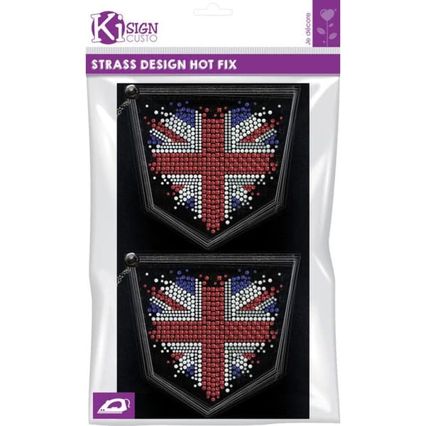 Transfer thermocollant klämmor och strass Hjärta UK 12x11cm