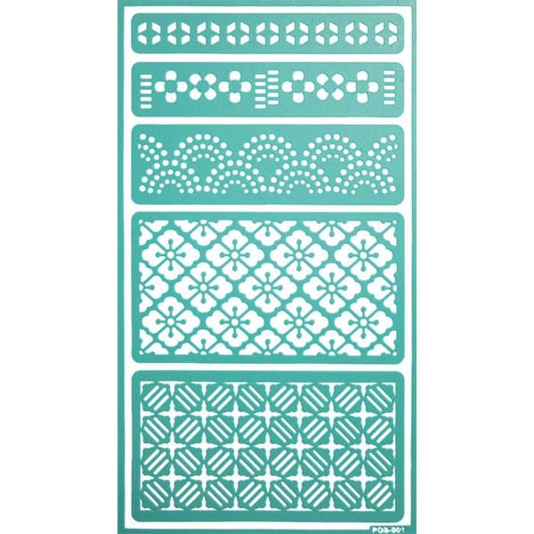 Återanvändbar självhäftande schablon Fancy kant 11,5 x 20,5 cm