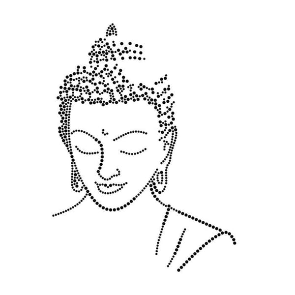 Termotransfer med spik och strass Buddha Profil 25x19 cm