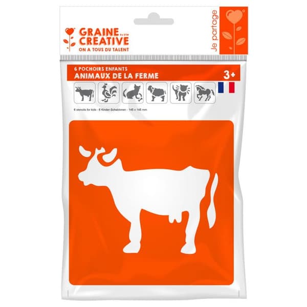 Plastiska schabloner djur - Oidentifierat märke - Paket med 6 - 14 x 15 cm - För barn - Blandat