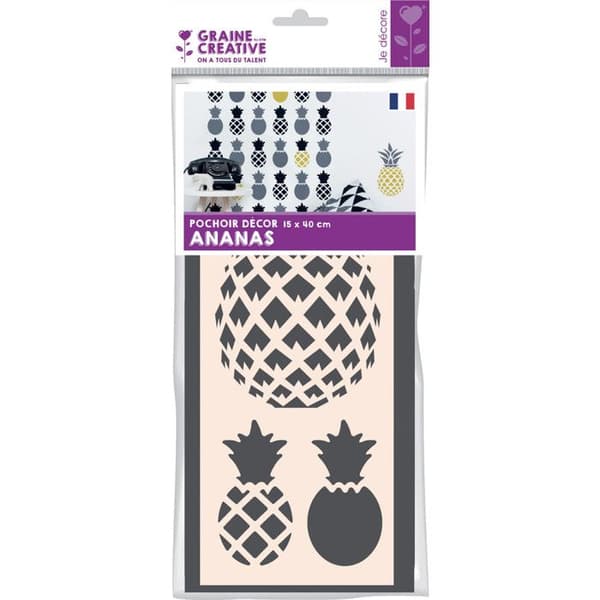 Pochoir - Kreativ frö - Ananas - 15 x 40 cm - Plast - Laserskärning