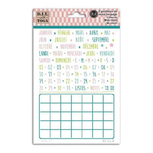 Stencils - Toga - Månatliga sidor x2 - 15x20cm - Flerfärgad - DIY Bullet Journal