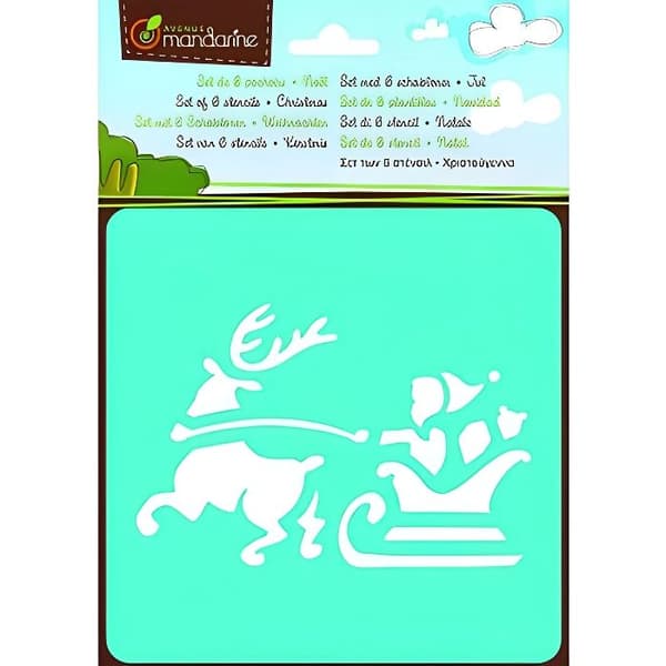 Pochoarer - AVENUE MANDARINE - Set med 6 pochoarer Jul - Plast - 15 cm x 15 cm - Blanda