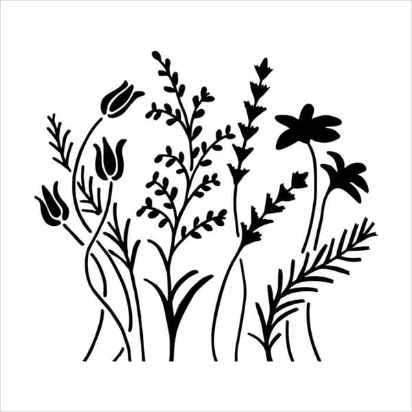 Kreativ stencil - referensrutnät Hantverkarens verkstad - TCW433s - Atelier de l'artisan modell 6 >-Wild Flowers