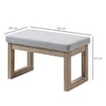 Miniatyrbillede 3 af 6: Rootz Fodskammel - Scandi Design - Taburet - Fodskammel - Polstret bænk - Gummitræ - Grå + Natur - 68 cm x 38 cm x 42 cm