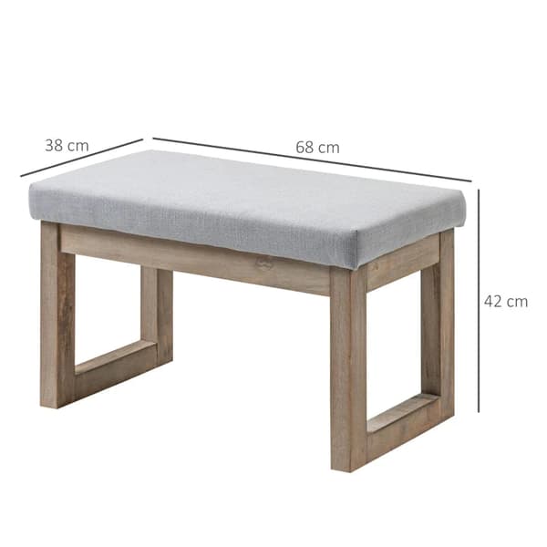 Rootz Fodskammel - Scandi Design - Taburet - Fodskammel - Polstret bænk - Gummitræ - Grå + Natur - 68 cm x 38 cm x 42 cm