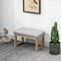 Miniatyrbillede 4 af 6: Rootz Fodskammel - Scandi Design - Taburet - Fodskammel - Polstret bænk - Gummitræ - Grå + Natur - 68 cm x 38 cm x 42 cm