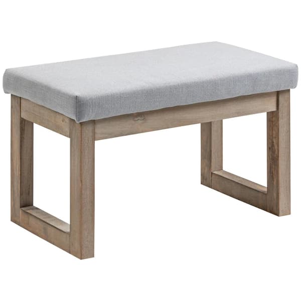 Rootz Fodskammel - Scandi Design - Taburet - Fodskammel - Polstret bænk - Gummitræ - Grå + Natur - 68 cm x 38 cm x 42 cm
