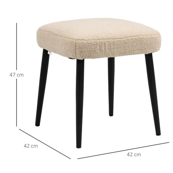 Rootz skammel - Fodskammel - Teddy - Elegant lænestol - Ekstra siddepladser - Blød polstring - Cashmere Touch-stof - Beige - 42L x 42W x 47H cm
