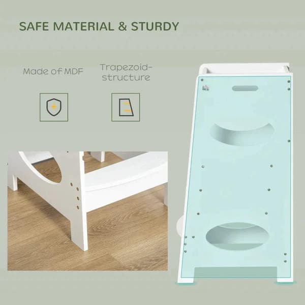 Rootz Kids Step Pall - Kids Learning Tower - Step Pall - Pall Stående - Vit - 40 x 50 x 90 cm