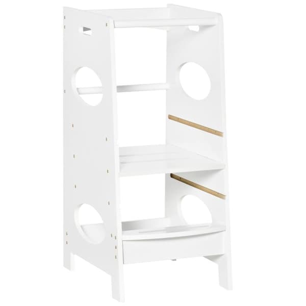 Rootz Kids Step Pall - Kids Learning Tower - Step Pall - Pall Stående - Vit - 40 x 50 x 90 cm