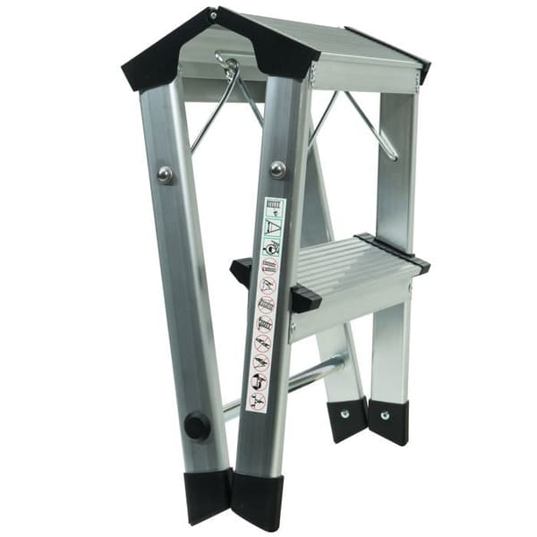 Marchepied - WERKA PRO - 2 steg - Aluminium - Fällbar - Max belastning 150 kg