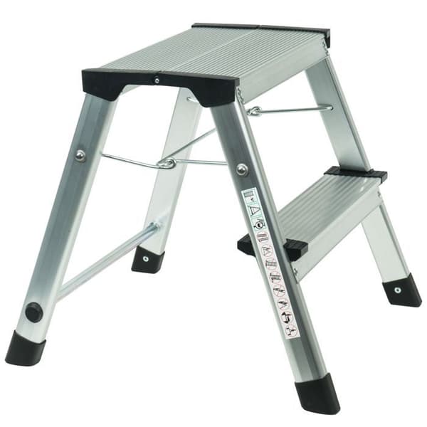 Marchepied - WERKA PRO - 2 steg - Aluminium - Fällbar - Max belastning 150 kg