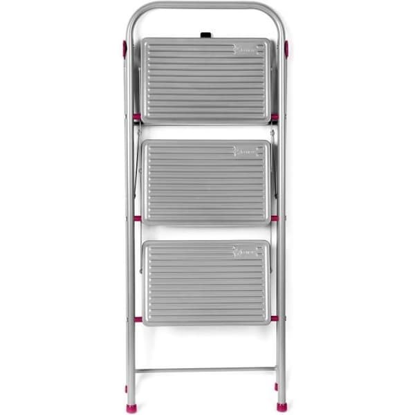 Kleeneze KL068514EU 3-stegs hopfällbar arbetsstege, 105 cm, rosa/grå, kapacitet 150 kg