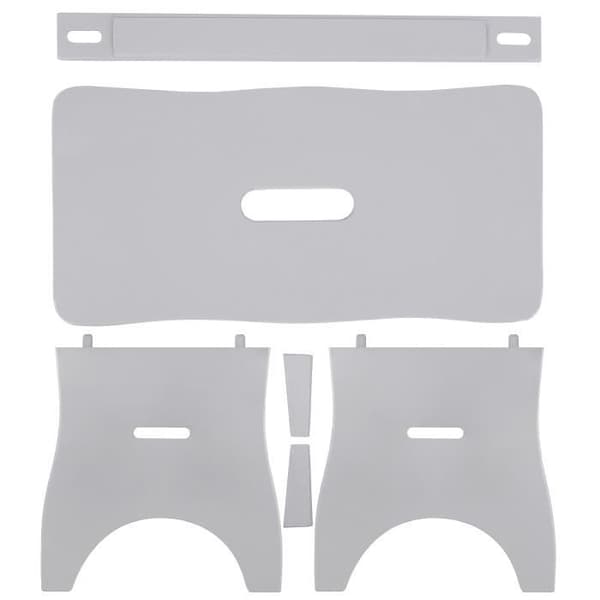 Grå träfotpall - 38 x 19 x 21 cm - Skrivbord, stol, växt, liten låg pall - Träbänk - Omonterad