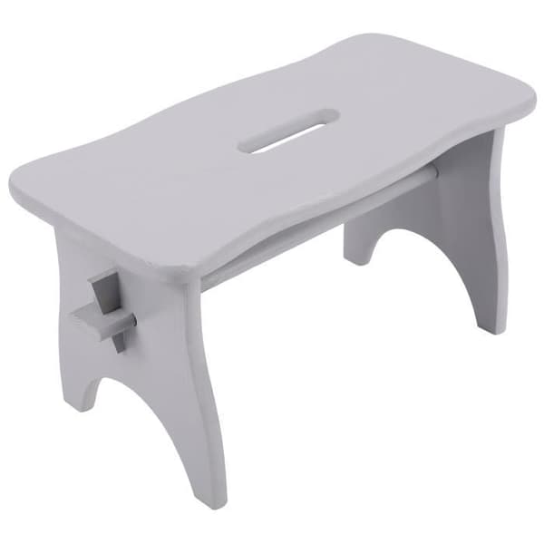 Grå träfotpall - 38 x 19 x 21 cm - Skrivbord, stol, växt, liten låg pall - Träbänk - Omonterad