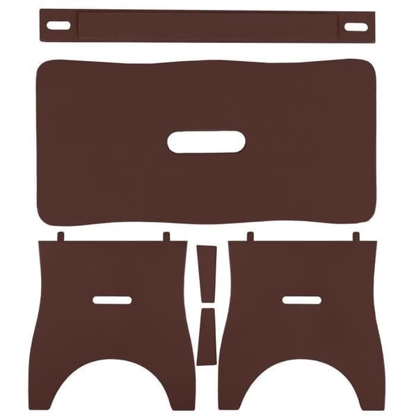 Brunt massivt trä fotstöd - Creative Deco - 38 x 19 x 21 cm - Omonterad