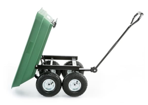 HIGHER Ammattilaispuutarhakärry - 350 kg kantavuus, Kestävä muovi, Ilmarengas raskaisiin puutarha- ja rakennustöihin