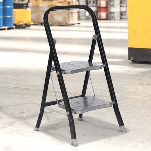 Fällbar stege - Märke - 2 steg - Svart metall och krom