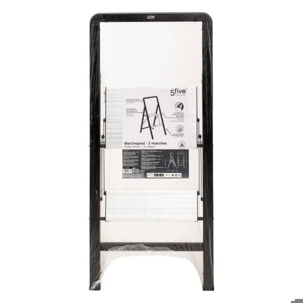 5five - grå aluminiumstrappa med 2 steg h83cm