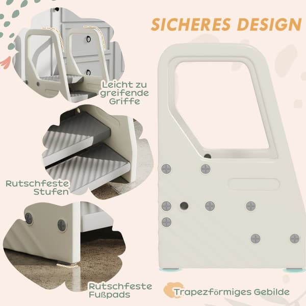 Rootz Børns justerbare trin afføring - Toddler Trin - Børnens afføring - skridsikker sikkerhed - 43L x 42W x 65,5 timer cm