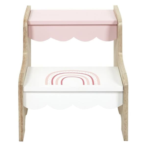 Marchepied För Barn "flicka" 33cm Rosa &amp; Vit - Paris Prix