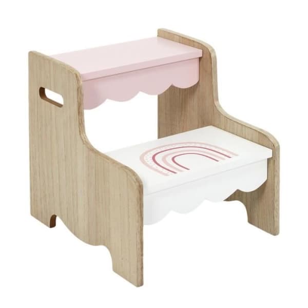 Marchepied För Barn "flicka" 33cm Rosa &amp; Vit - Paris Prix
