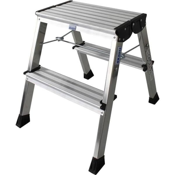 Aluminium dubbel opklaptrapje met wielen, MONTO Rolly Aluminium dubbel opklaptrapje met wielen, MONTO Rolly