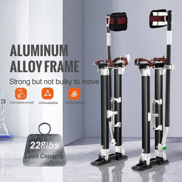 VEVOR Stiltar Gips Plasterare Färg Aluminium Justerbar 61-101,6 cm Svart