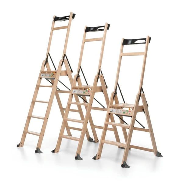 Foppapedretti trappstege - 9900380103 - Lascala 3.0 hopfällbar stege, naturlig