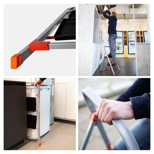 Toolland Marchepied, 2 steg, flexibel, hemtrappstol med hög handtag