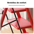 Miniatyrbild 5 av 6: Sju Comfort-Escabeau 4 steg-Fällbar med Antislip Pedal-150KG belastning-i Stål-Röd